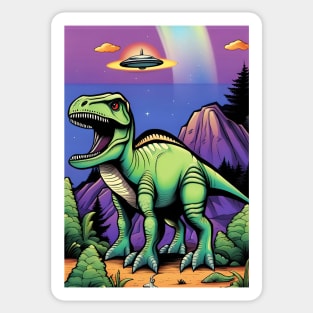 UFO Tyrannosaurus Sticker